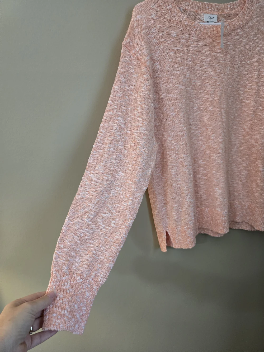 J. Crew Pink Marled Crewneck Sweater Women Size L